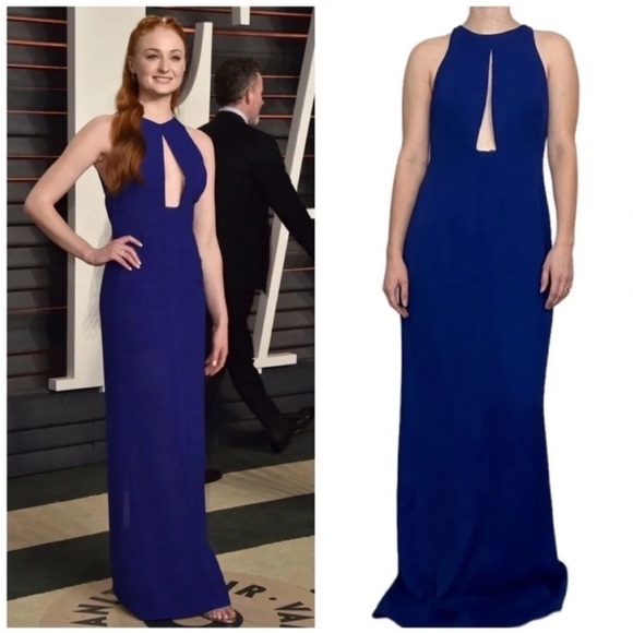Galvan London Blue Formal Cutout Gown - Picture 1 of 14